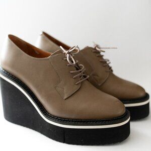 Robert Clergerie Brown Oxford Platform Wedges - 7.5